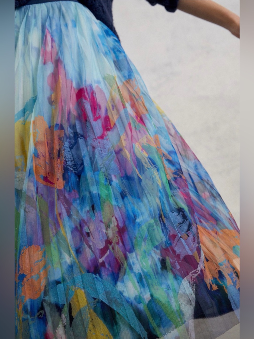 NWT MAEVE Chrysanthe Tulle Maxi Skirt Blue Pattern S